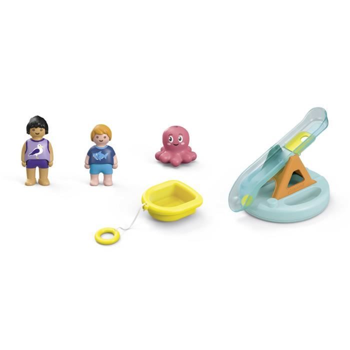 PLAYMOBIL Junior 71687 Ilôt avec toboggan aquatique, Jouet pour le bain, Des 12 mois