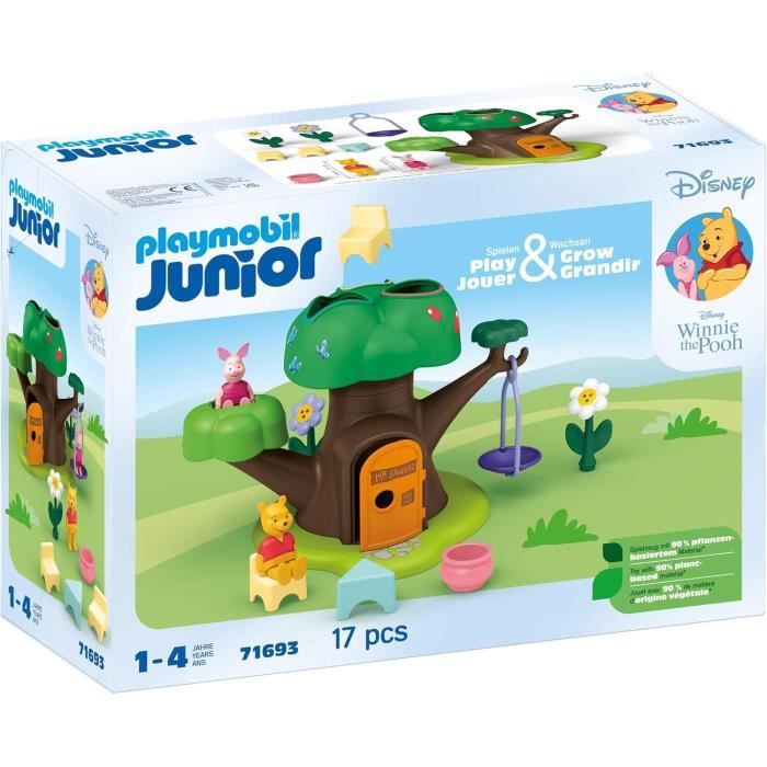 PLAYMOBIL Junior 71693 Winnie l'ourson et Porcinet avec cabane, 17 pieces, Junior & Disney, Des 12 mois
