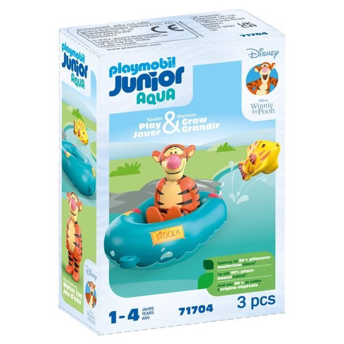 PLAYMOBIL Junior 71704 Tigrou avec canot, Flotte dans l'eau, Jouet pour le bain, Junior & Disney, Des 12 mois
