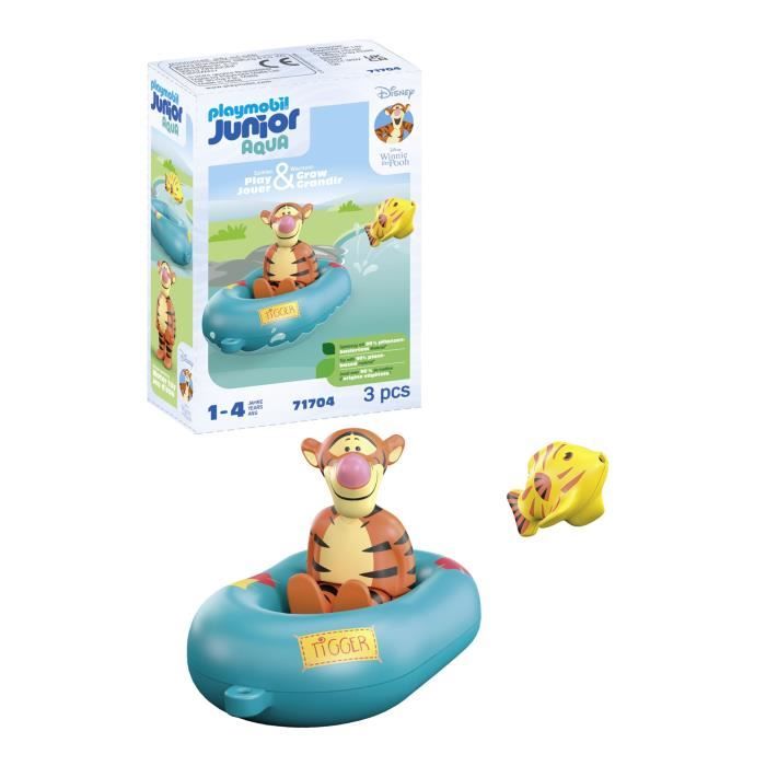 PLAYMOBIL Junior 71704 Tigrou avec canot, Flotte dans l'eau, Jouet pour le bain, Junior & Disney, Des 12 mois