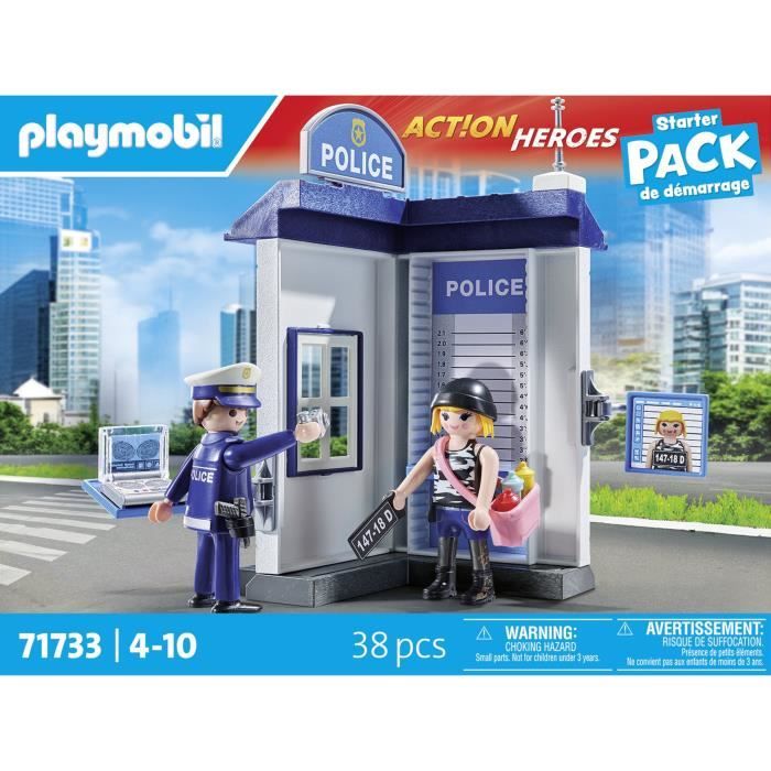 PLAYMOBIL 71733 Salle d'interrogatoire police, relevé d'empreintes, Action Heroes, Les policiers, 38 pieces, Des 4 ans