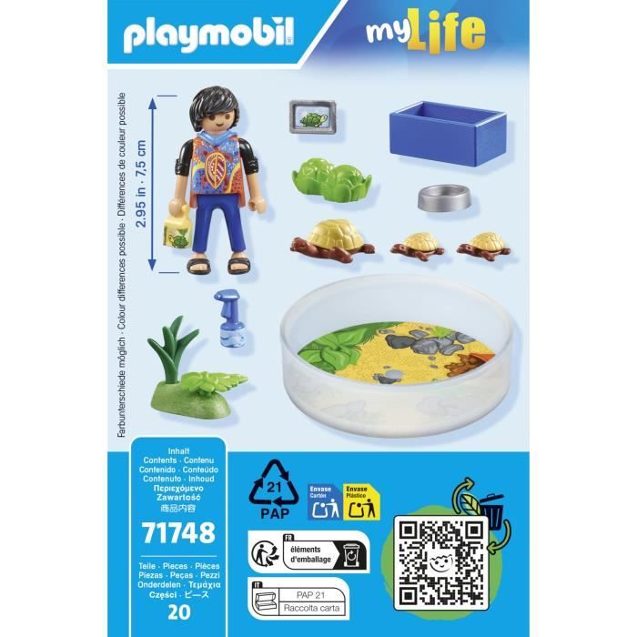 PLAYMOBIL 71748 Garçon avec famille de tortues dans un terrarium, My Life, 20 pieces, Des 4 ans