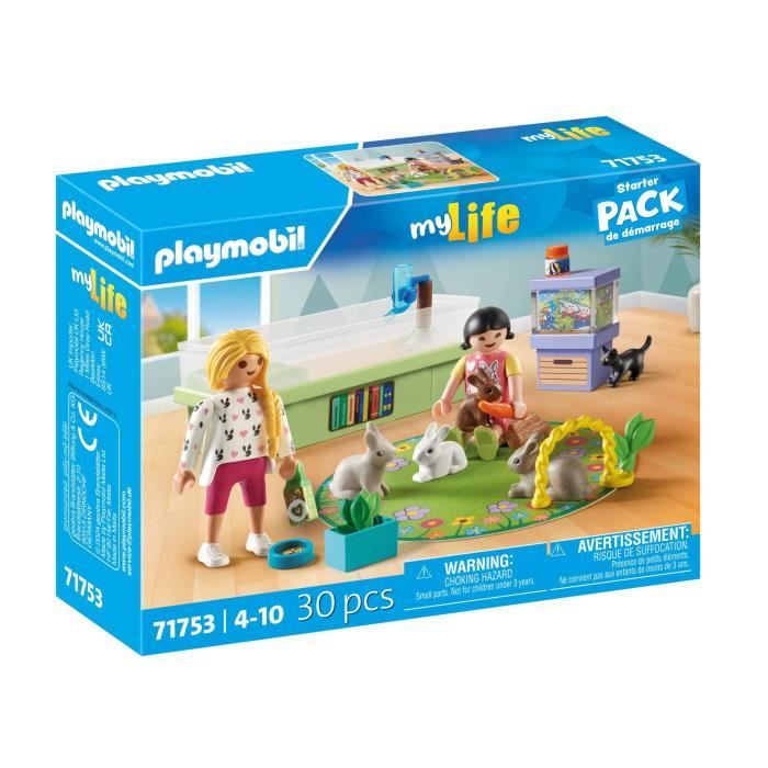 PLAYMOBIL 71753 Animalerie avec enclos a lapins, My Life, Soin des animaux, 30 pieces, Des 4 ans