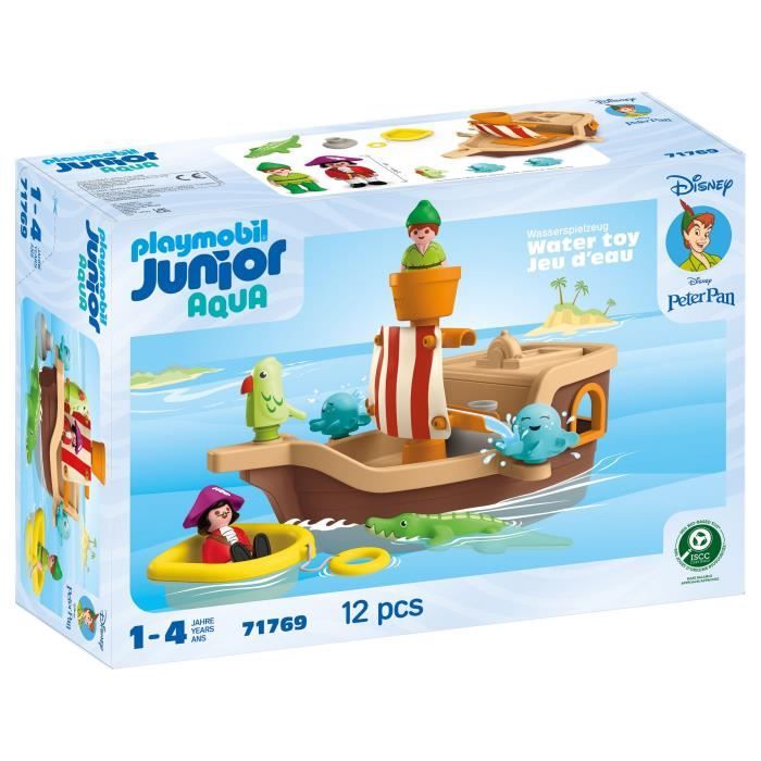 PLAYMOBIL Junior 71769 Peter Pan et bâteau pirate, Disney, 12 pieces, Des 12 mois