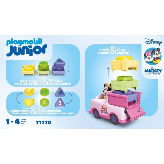 PLAYMOBIL Junior 71770 Minnie avec voiturette a fruits, Disney, 8 pieces, Des 12 mois