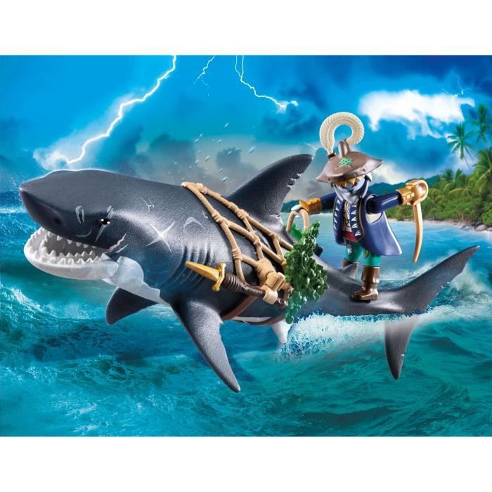 PLAYMOBIL 71793 Pirate et requin avec mâchoire articulée, Les pirates, 21 pieces, Des 4 ans