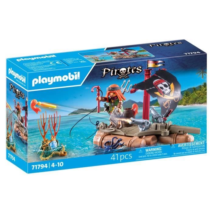 PLAYMOBIL 71794 Pirate avec radeau flottant, canons et trésor, Les pirates, 41 pieces, Des 4 ans