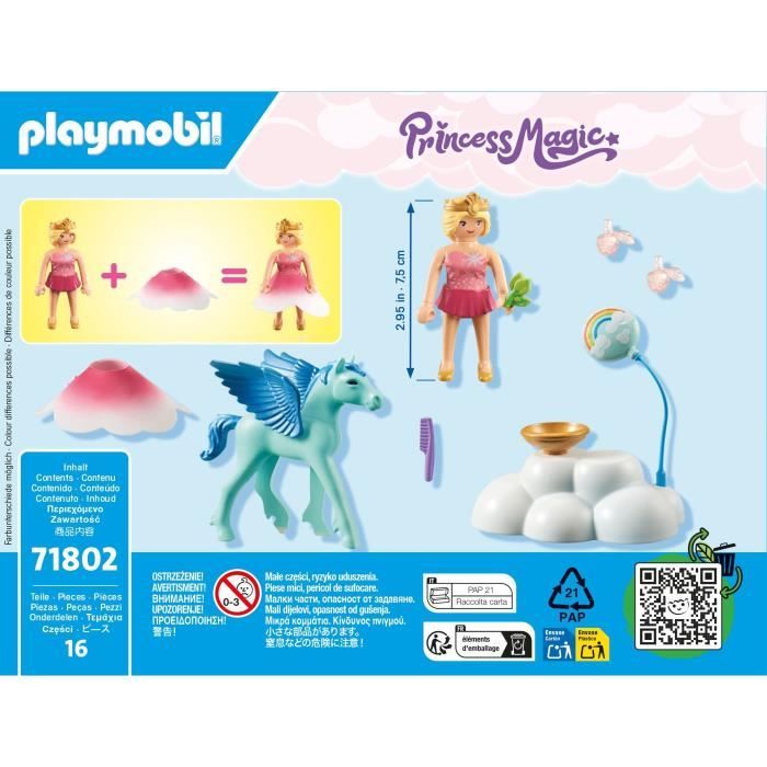 PLAYMOBIL 71802 Princesse et poulain ailé avec nuage, Princess Magic, 16 pieces, Des 4 ans