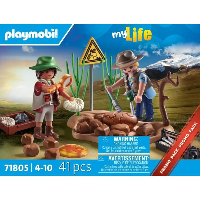 PLAYMOBIL 71805 Chercheurs et site paléontologique avec fossiles, My Life, Dinos, 41 pieces, Des 4 ans