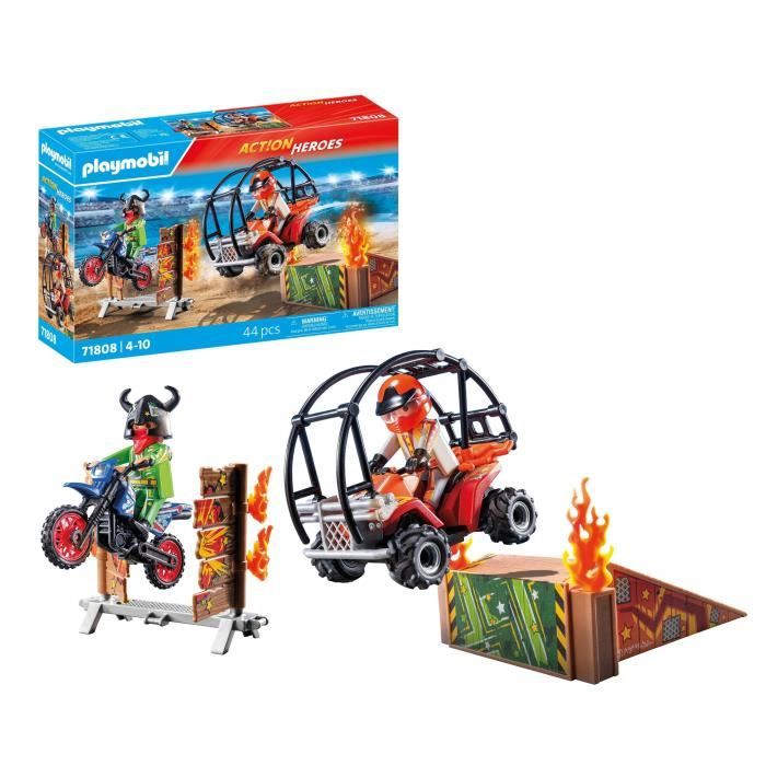 PLAYMOBIL 71808 Duo de cascadeurs avec quad et moto, City Action, Promo pack, 44 pieces, Des 4 ans