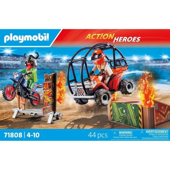 PLAYMOBIL 71808 Duo de cascadeurs avec quad et moto, City Action, Promo pack, 44 pieces, Des 4 ans