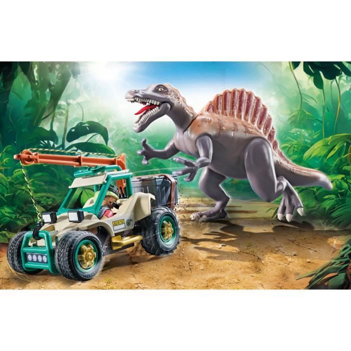 PLAYMOBIL 71820 Spinosaure, chercheur et véhicule a grue pivotante, Dinos, 60 pieces, Des 4 ans