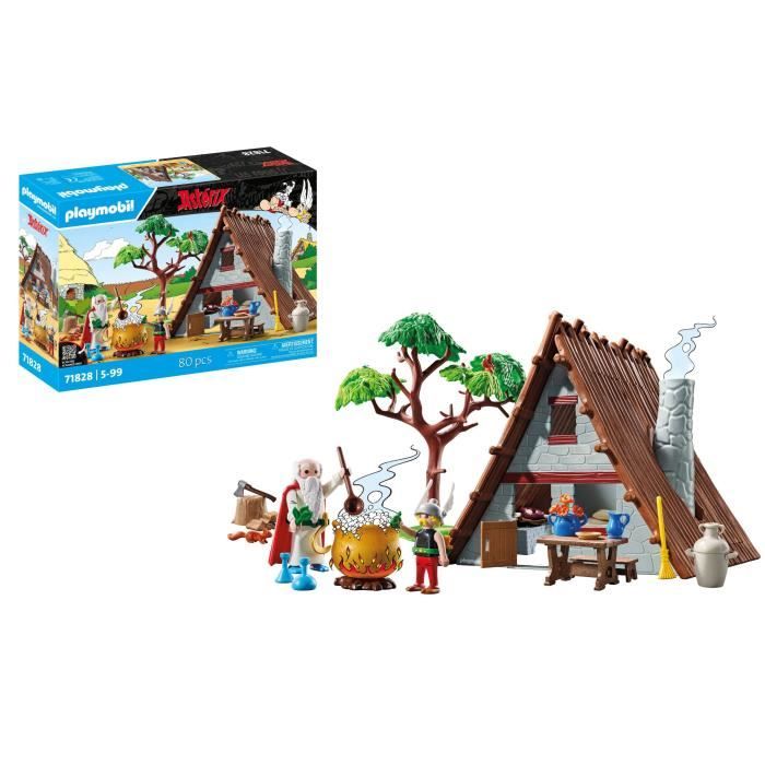 PLAYMOBIL 71828 Hutte d'Astérix avec Panoramix, Astérix, Personnages de la BD, 80 pieces, Des 5 ans