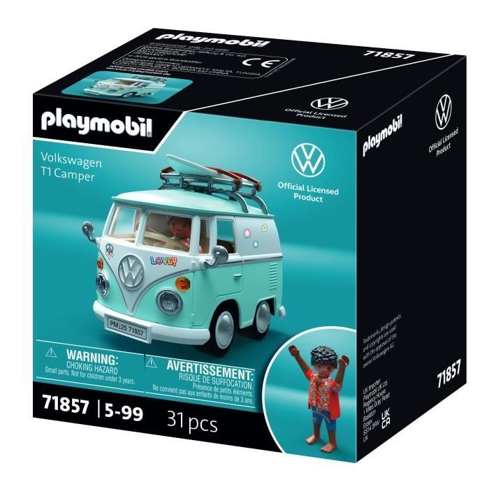 Playmobil 71857 Volkswagen T1 Camper, Playmobil voiture Icon Cars, Classic Cars, 31 pieces, Kidulte, Des 14 ans
