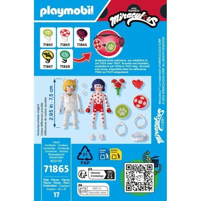 PLAYMOBIL 71865 Mariage Ladybug & Chat Noir, Miraculous, 17 pieces, Des 4 ans