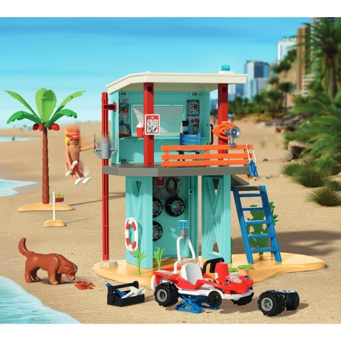 Playmobil 71903 Poste de secours & voiturette de plage, My Life Vacances a la plage, 125 pieces, Des 4 ans