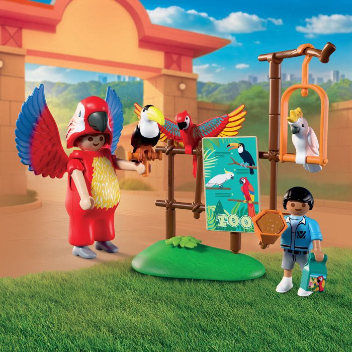 Playmobil 72074 Zoo : Mascotte perroquet coloré & enfant