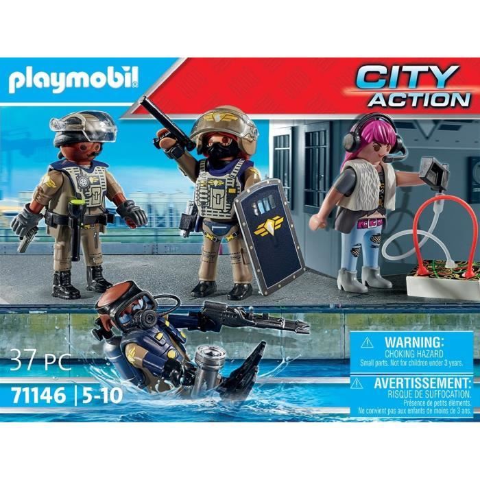 PLAYMOBIL 71146 Equipe des forces spéciales avec bandit, Les policiers, City action, 37 pieces, Des 5 ans