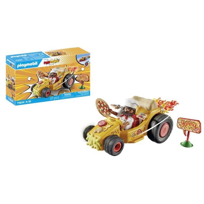 Playmobil 71634 - Kart Pizzaiolo - Moteur rétractable - 1 personnage - 36 accessoires - Multicolore