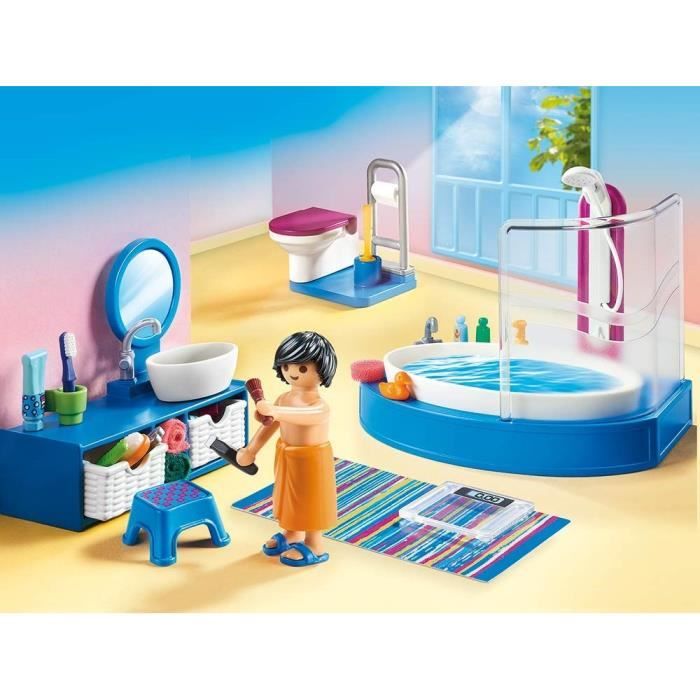 PLAYMOBIL 70211 Salle de bain avec baignoire, Dollhouse La Maison Traditionnelle, 51 pieces, Des 4 ans
