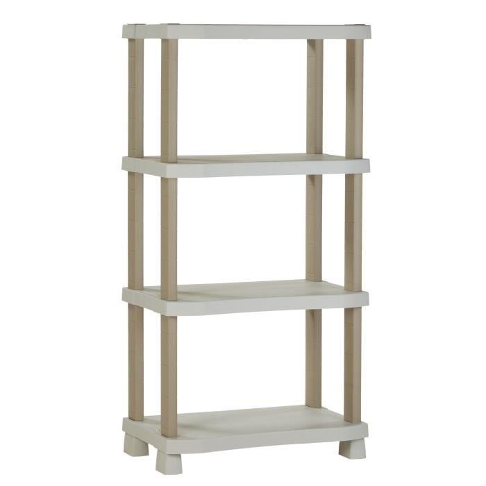 Etagere - PLASTIKEN - Plastique - 70 x 45 x 141 cm - 4 étages - Beige