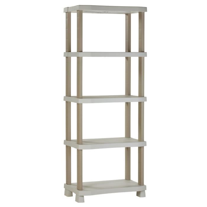 Etagere - PLASTIKEN - Plastique - 70 x 45 x 184 cm - 5 étages - Beige