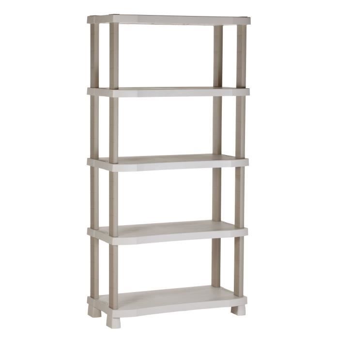 Etagere - PLASTIKEN - Plastique - 90 x 45 x 184 cm - 5 étages - Beige