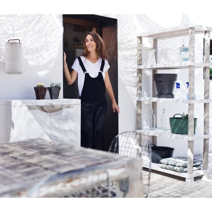 Etagere - PLASTIKEN - Plastique - 90 x 45 x 184 cm - 5 étages - Beige