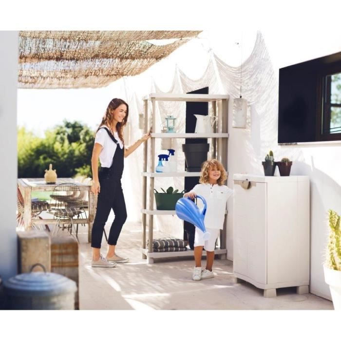 Armoire basse de rangement en résine PLASTIKEN - 2 grandes étageres - l 90 x p 45 x h 100 cm - Gamme Space SAVER