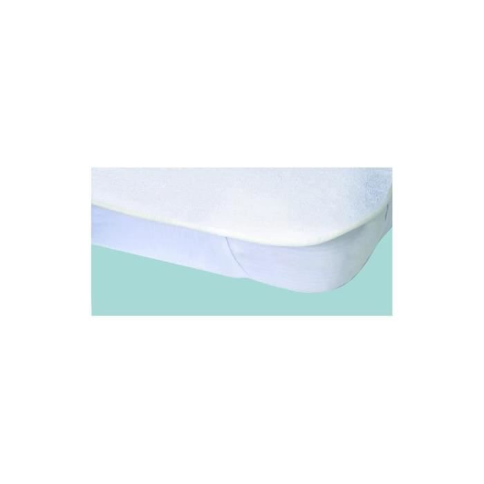 Protege-matelas Alese imperméable Elasretane éponge bouclette 100 % coton 140 x 190 cm Blanc