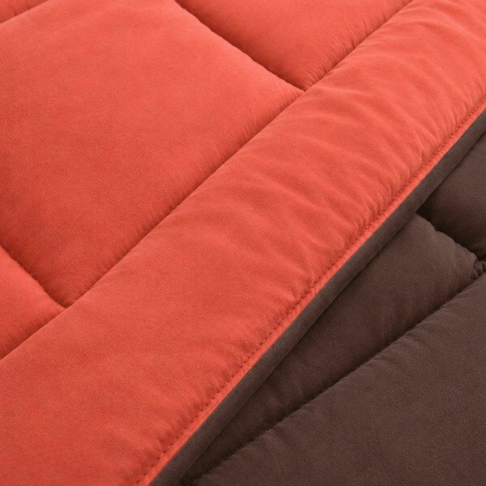 CALGARY - Couette Chaude Microfibre 400gr/m˛ - Brun & Corail - 140 x 200 cm