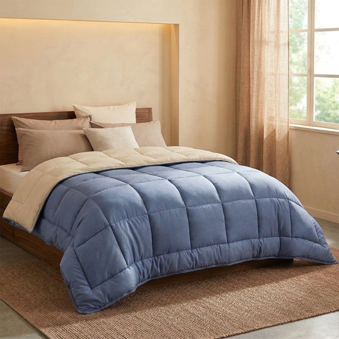CALGARY - Couette Chaude Microfibre 400gr/m˛ - Pétrole et Mastic - 140 x 200 cm