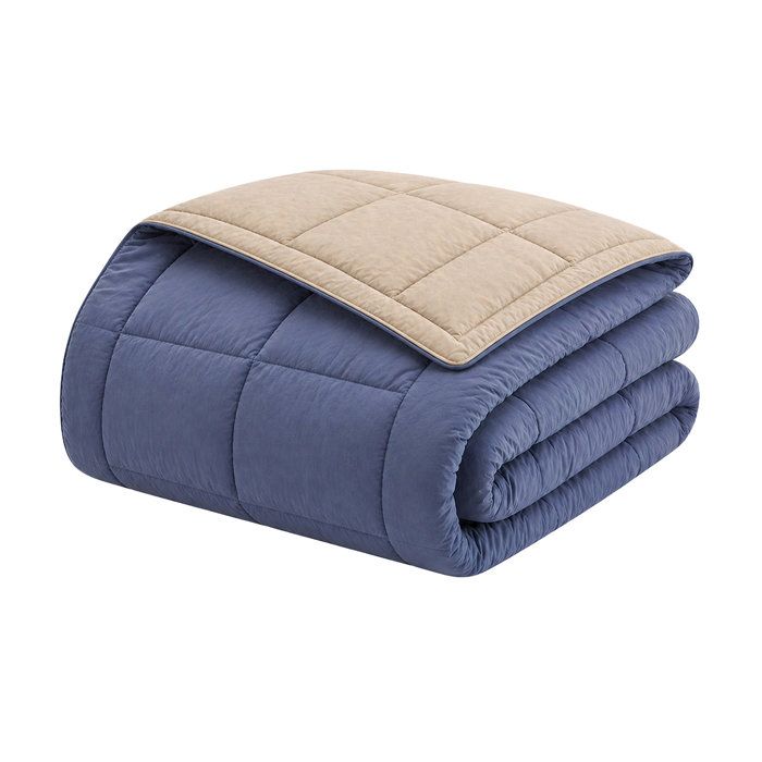 CALGARY - Couette Chaude Microfibre 400gr/m˛ - Pétrole et Mastic - 140 x 200 cm