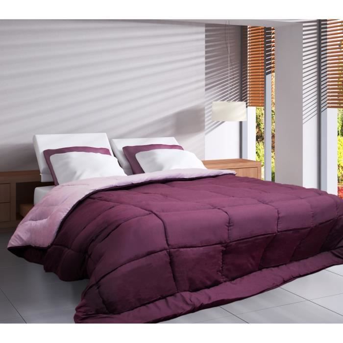 CALGARY - Couette Chaude Microfibre 400gr/m˛ - Prune & Parme - 240 x 260 cm