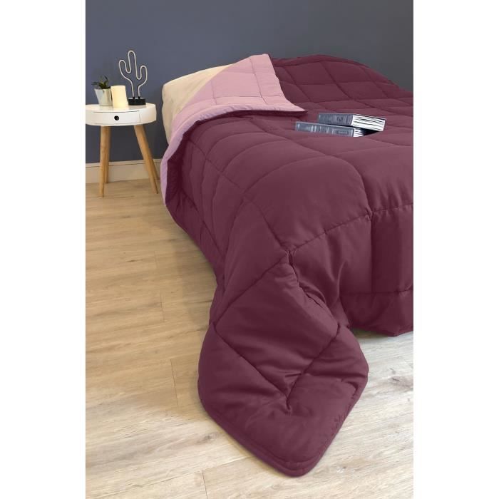 CALGARY - Couette Chaude Microfibre 400gr/m˛ - Prune & Parme - 240 x 260 cm