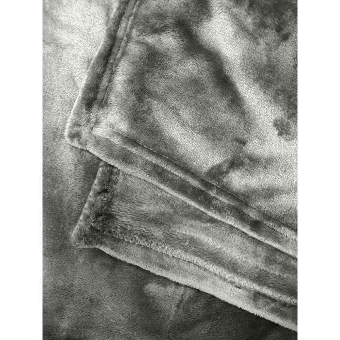 Couverture Microflanelle Toison d'Or - 220 x 240 cm - Coloris Gris