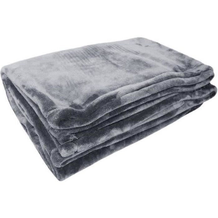 Couverture Microflanelle Toison d'Or - 220 x 240 cm - Coloris Gris