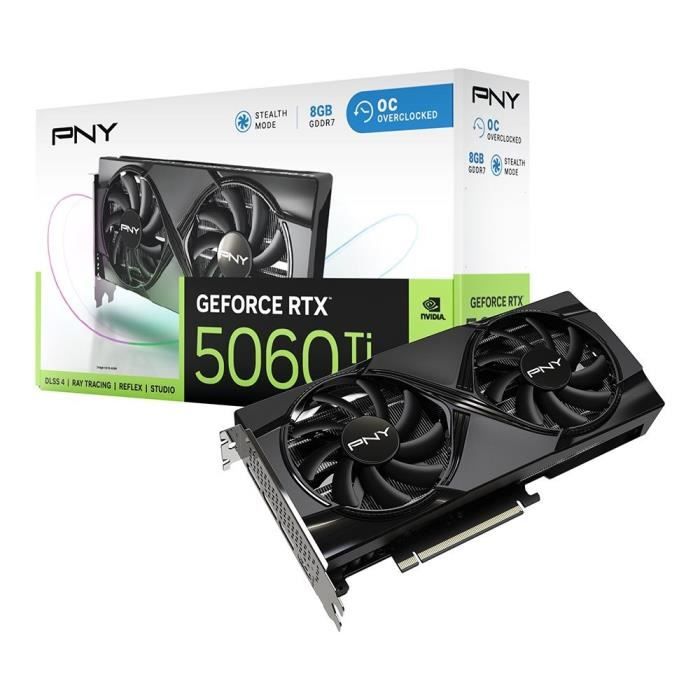 PNY - Carte graphique - GeForce RTX 5060 Ti - 8GB - Overclocked Dual Fan DLSS 4
