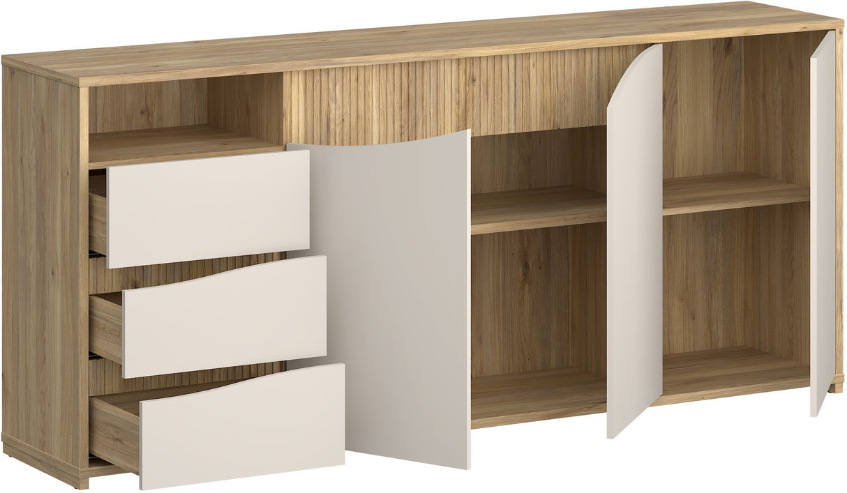 Buffet - PoeM - Sable / Chene - 3 portes - 3 tiroirs - 203,9 x 42 x 91 cm