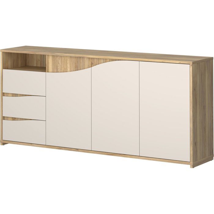 Buffet - PoeM - Sable / Chene - 3 portes - 3 tiroirs - 203,9 x 42 x 91 cm