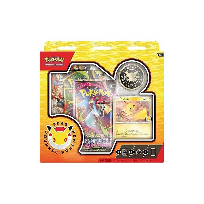 Pokémon?: Collection Journée Pokémon?2026 (1?Carte Promo Brillante, 1?piece et 3?boosters)