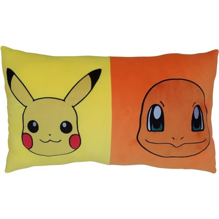 Coussin double face - Carré - POKEMON - Pikachu et Starter - Microfibre - 60 x 40 cm