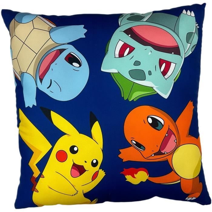 Coussin double face - Carré - POKEMON - Poké-Ball et Starter - Microfibre - 40 x 40 cm