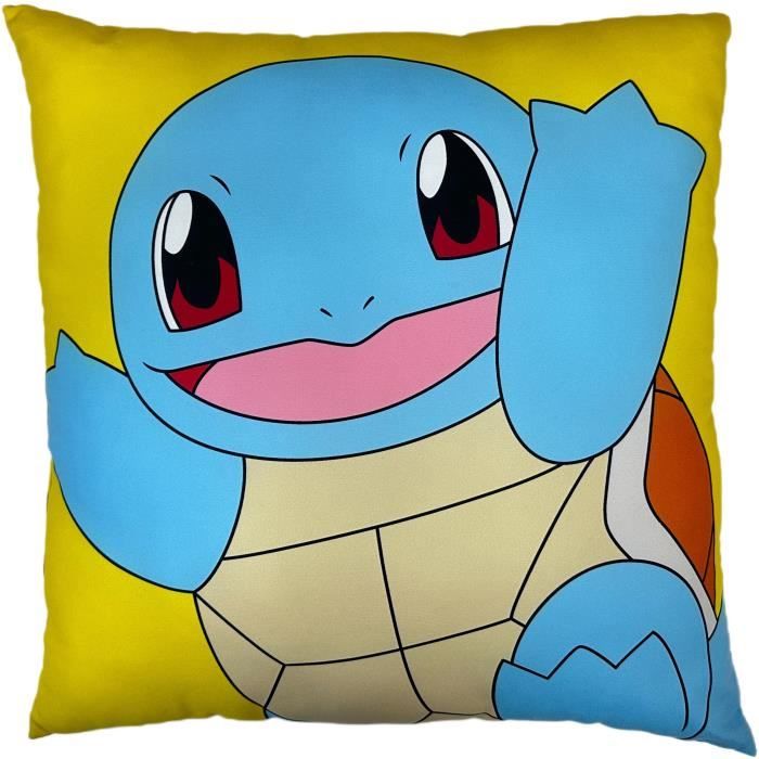 Coussin double face - Carré - POKEMON - Pikachu et Carapuce - Microfibre - 40 x 40 cm