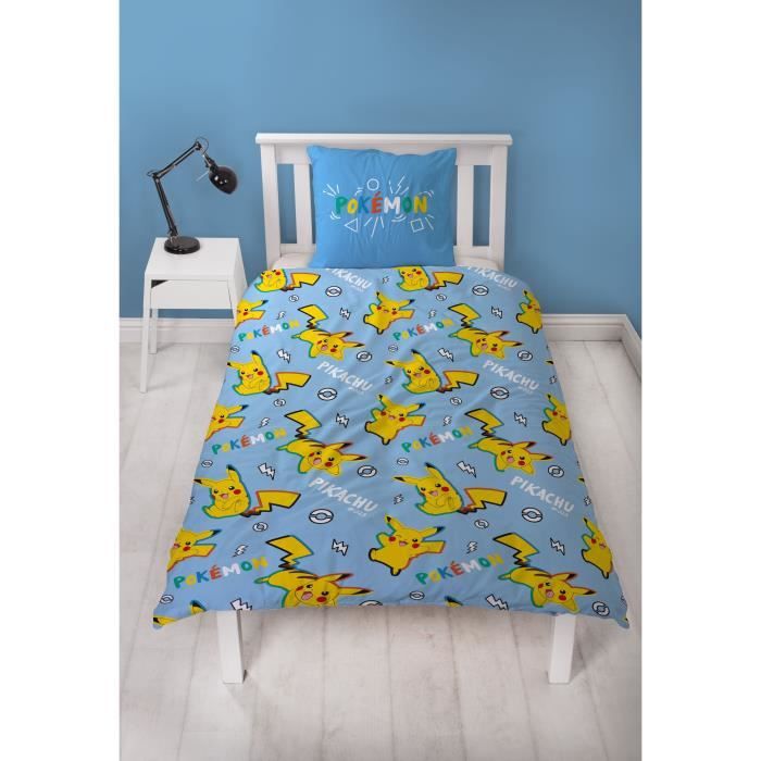 Parure de lit - POKEMON - Pikachu - Microfibre - 1 housse de couette 140 x 200 cm + 1 taie 63 x 63 cm