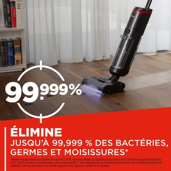POLTI RollySteam WD40C - Aspirateur Balai Laveur avec Fonction Vapeur - Sans Fil - Puissance 14000 Pa - Autonomie 35 min