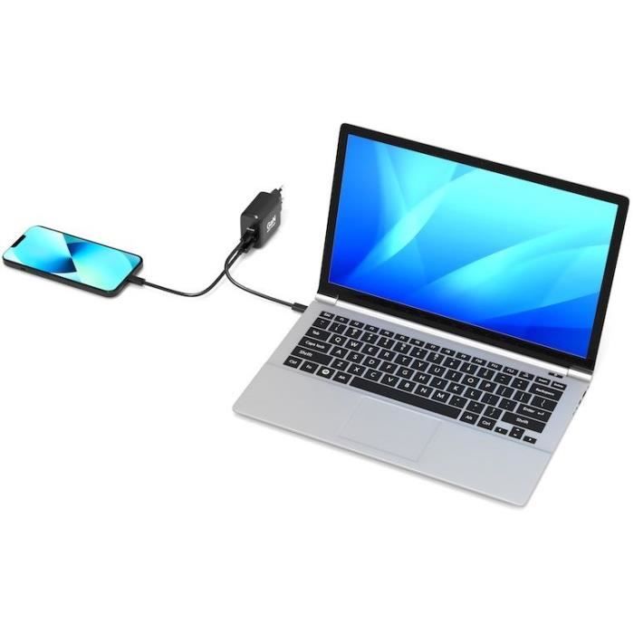 Chargeur mural GaN USB-C & USB-A - PORT DESIGNS - 902104EU - 65 W - Noir