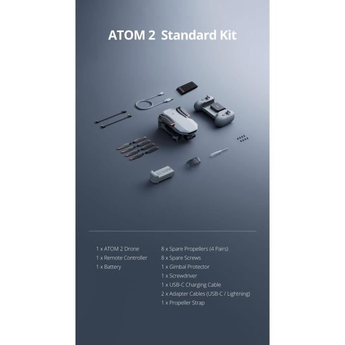Drone - POTENSIC - ATOM 2 - Kit Standard - Caméra HD/4K - GPS intégré - Autonomie de 31 minutes - Portée de 10 km