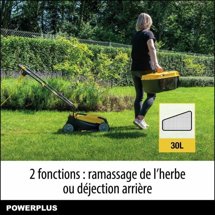 Tondeuse a gazon électrique - POWERPLUS - POWEG62203 - 1000 W - 320 mm Ø - Avec ramassage et éjection arriere
