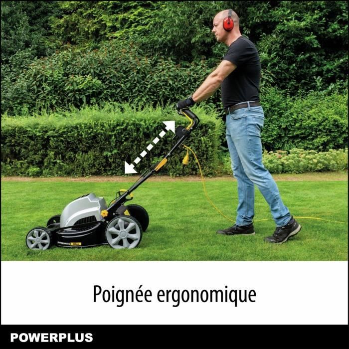 Tondeuse a gazon électrique - POWERPLUS - POWPG6290 - 1800 W - 460 mm Ø - Avec ramassage, mulching et éjection Arriere